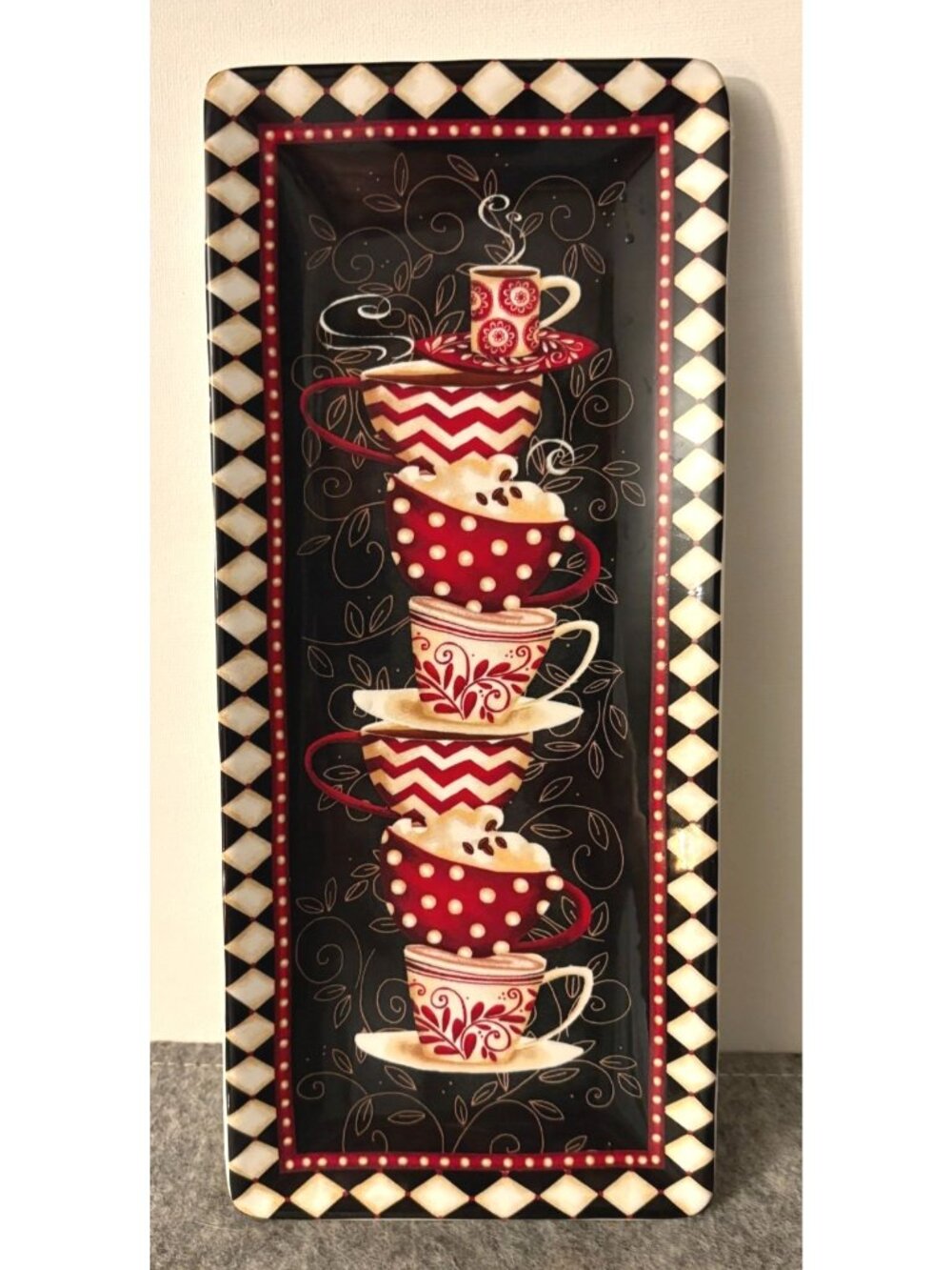 Certified International Small Serving Tray , Coffee Design 11" x 5"  # 3395